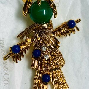 JBK Rhinestone Scarecrow Brooch Pin